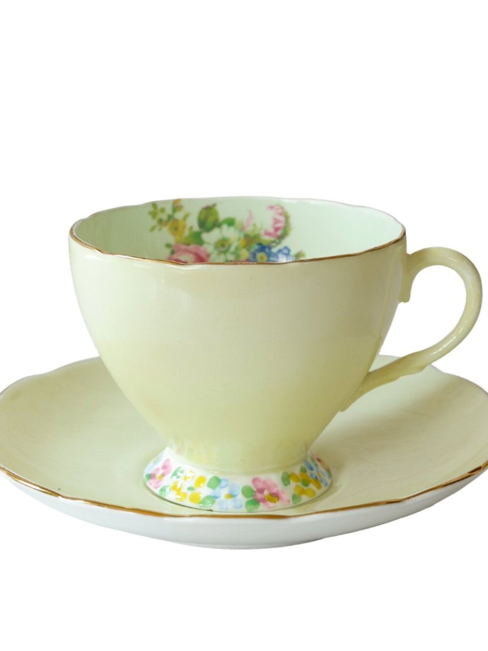VTG Foley Floral Teacup Saucer Set Retro MCM English Countryside Cottage 1930s